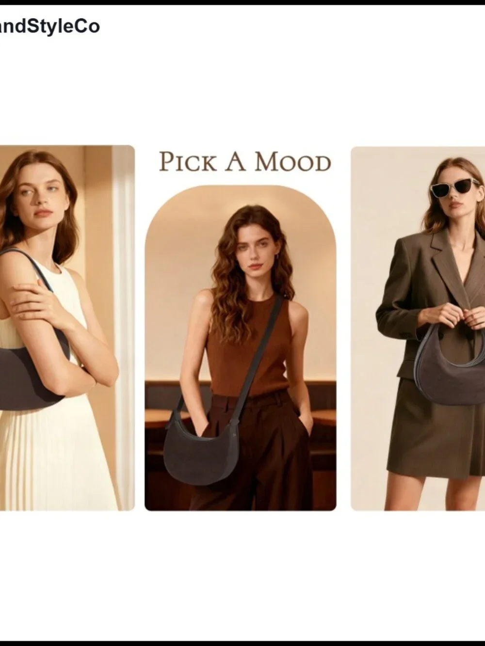 Suede Crossbody Bag for Women Crescent Shoulder Hobo Purse with Adjustable Strap